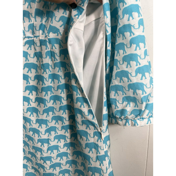 Elizabeth McKay Silk Blend Elephant Dress Aqua Tunic Sheath Size 8 Resort Preppy - Picture 10 of 13